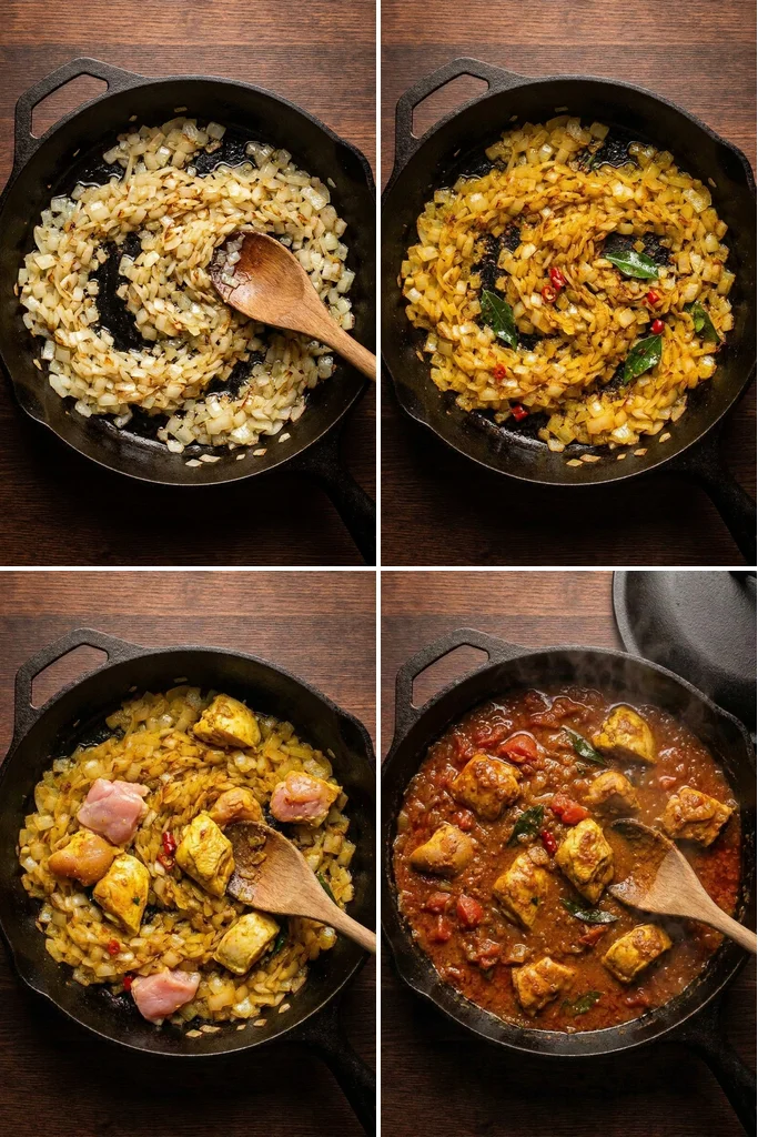 Step by step chicken madras cooking