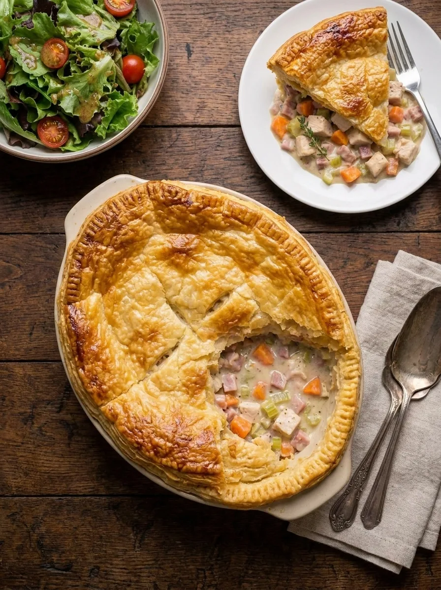 Overhead chicken pie