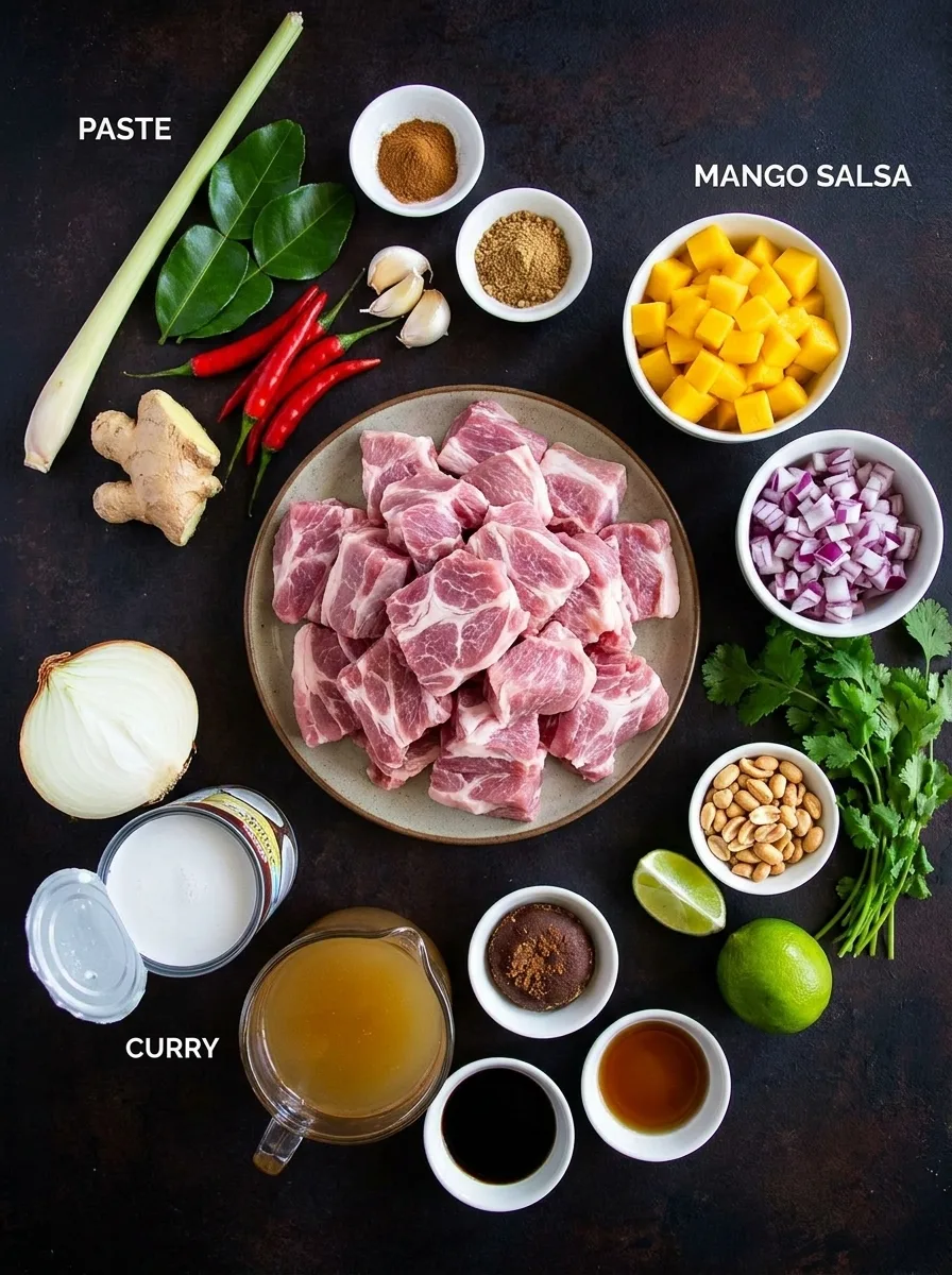 Pork neck curry ingredients