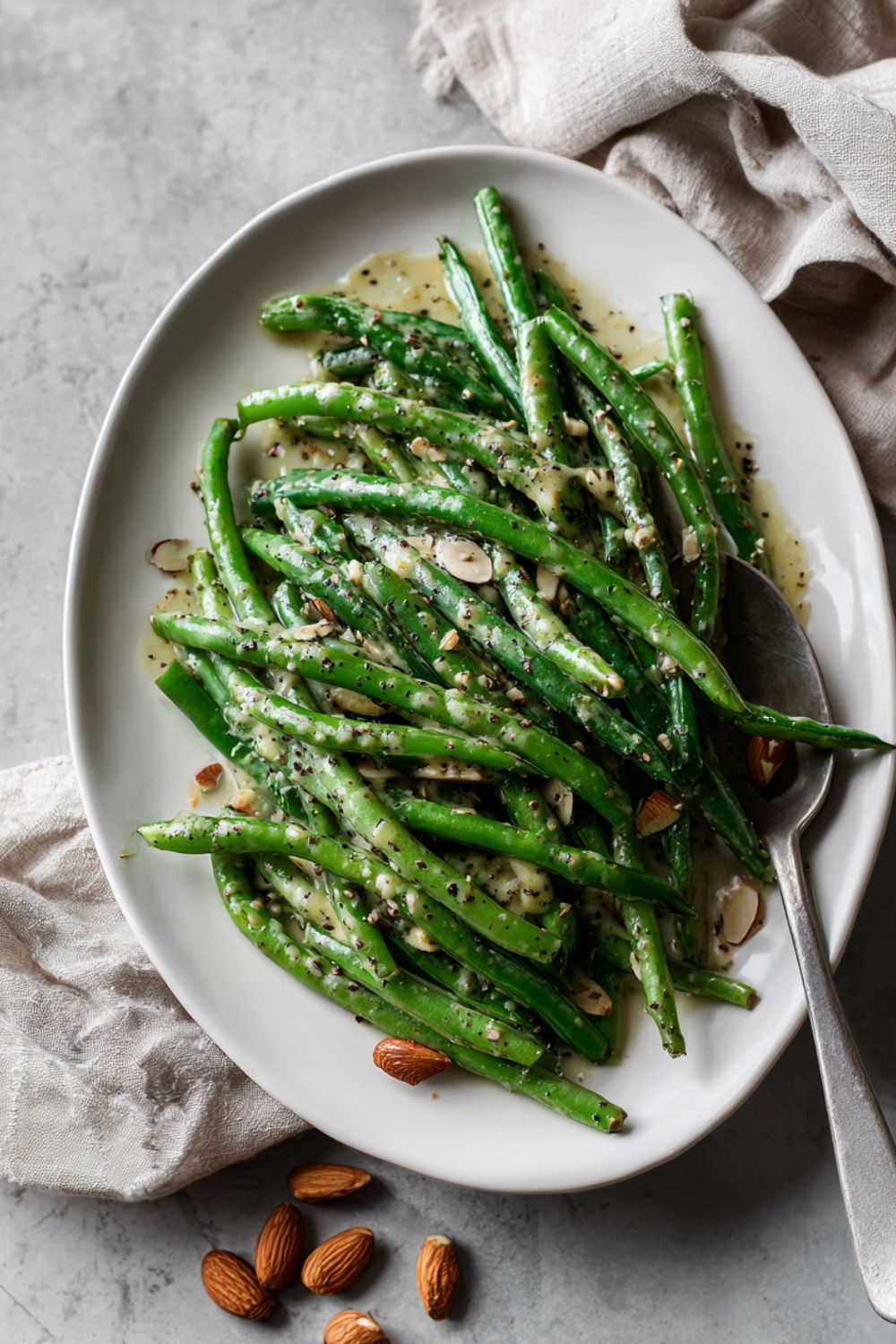 Green beans with mustard dressing
