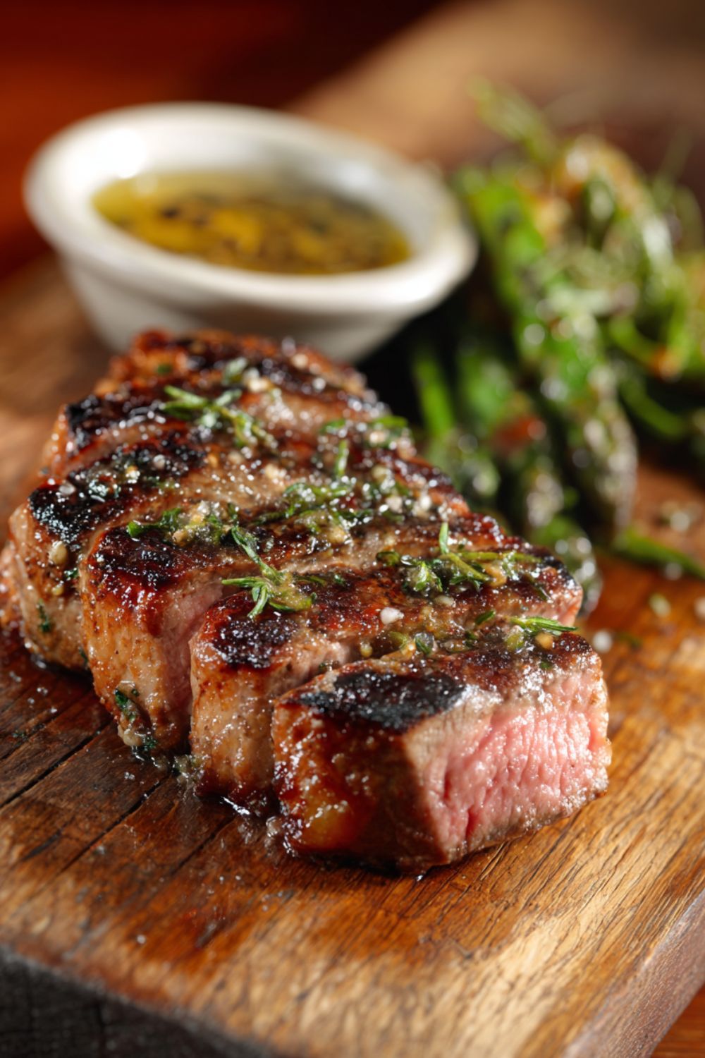 Marinated steak with herbs