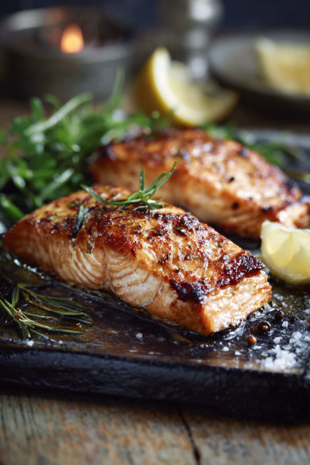 Pan fried salmon with crispy skin