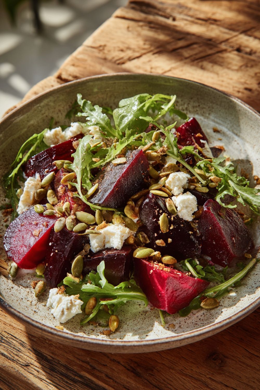 Roasted beet salad with goat cheese