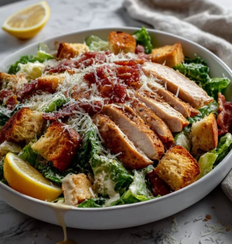 Gordon Ramsay caesar salad recipe with griddled chicken Parmesan croutons and homemade dressing