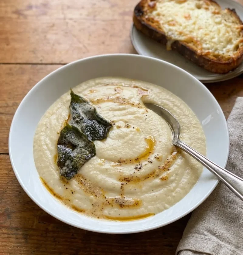 Gordon Ramsay cauliflower soup with brown butter and sage