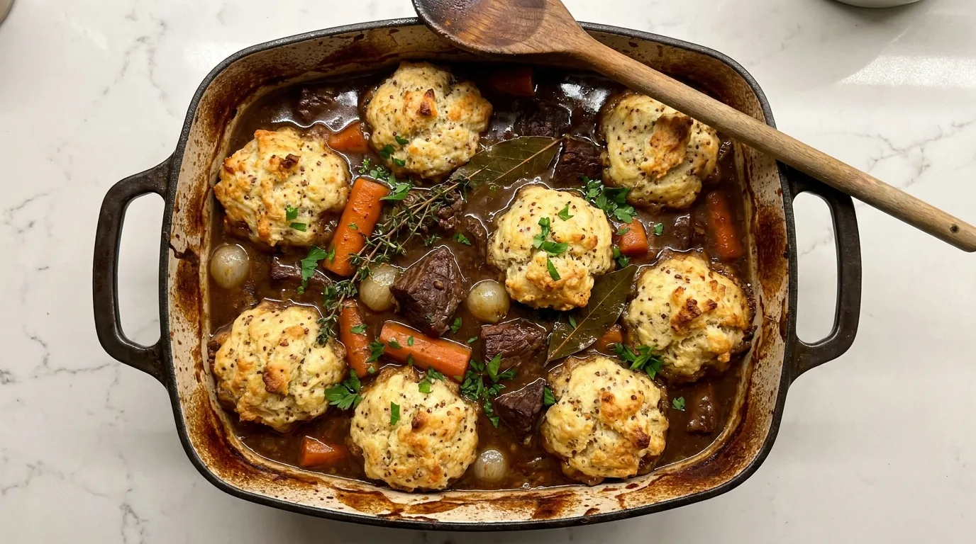 Gordon Ramsay's Beef Stew with Mustard Suet Dumplings