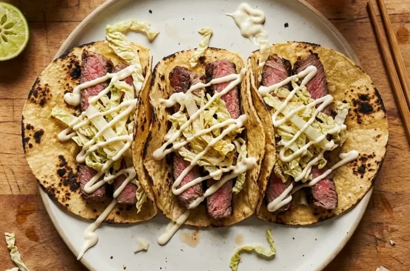 Gordon Ramsay Beef Tacos with Wasabi Mayo