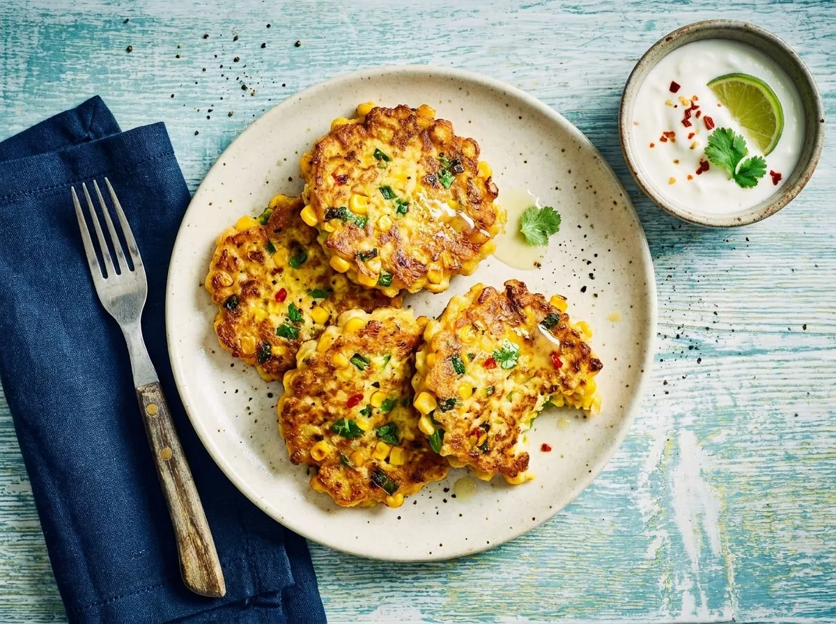 Gordon Ramsay’s Sweetcorn Fritters with Yoghurt Dip